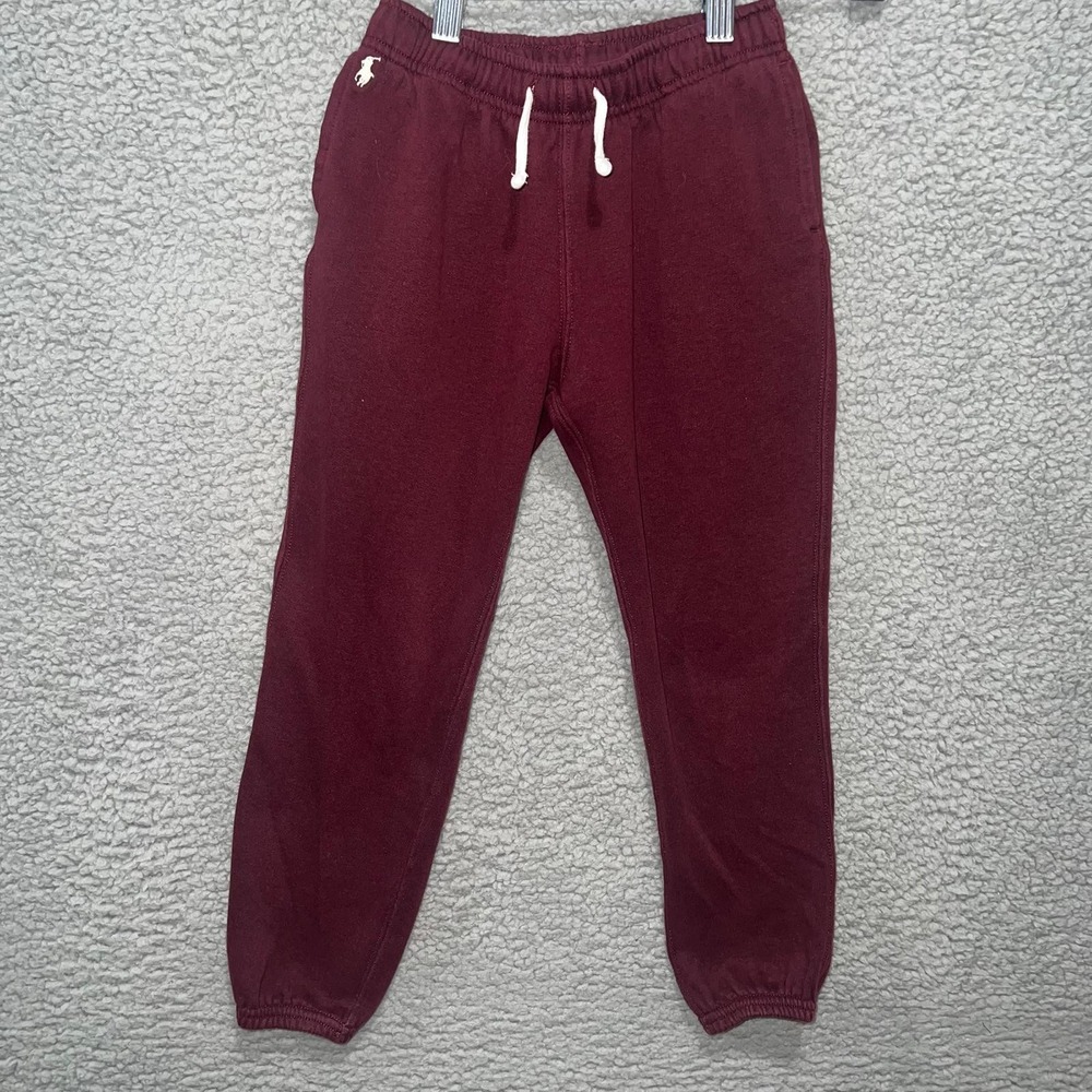 Polo Ralph Lauren Jogger Youth Sz 6X‎ Maroon Drawstring White Pony Sweatpants